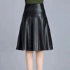 PU Leather Knee-Length Skirt